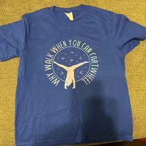Blue Kids Shirt with Cartwheel Design